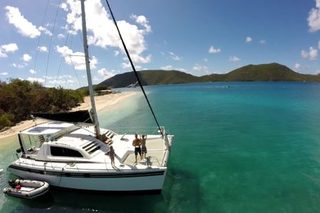 Parked on a desolate beach near St. John USVI | Kindred Spirit - St. John USVI Catamaran Charter Parked on a desolate beach near St. John USVI
